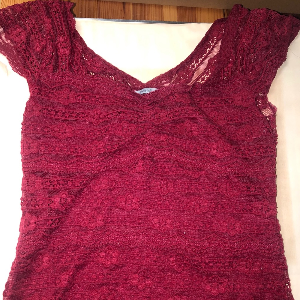 Cute Burgundy Lace Top